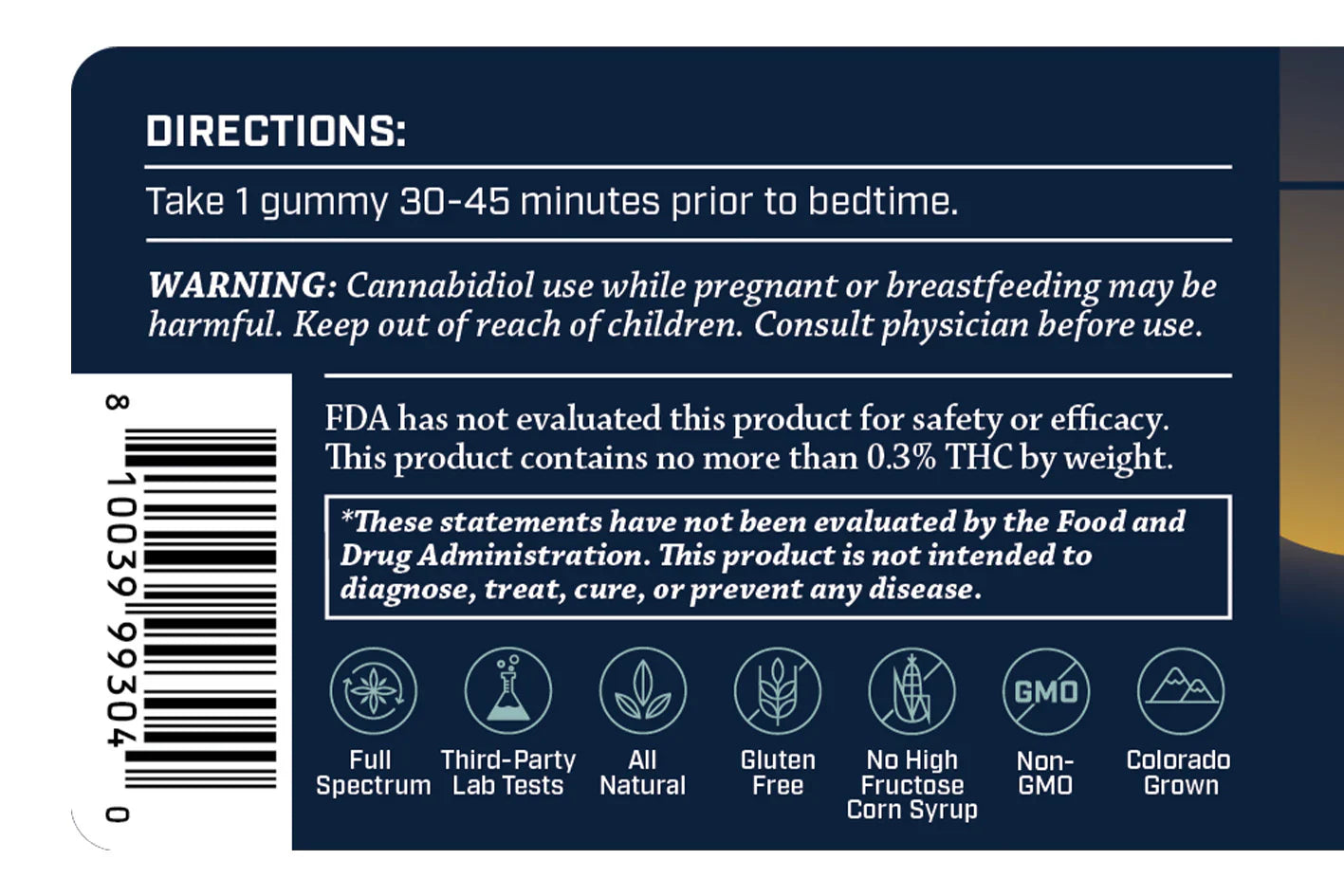 "Receptra Serious Rest for Nighttime 25Mg CBD Gummy product information"