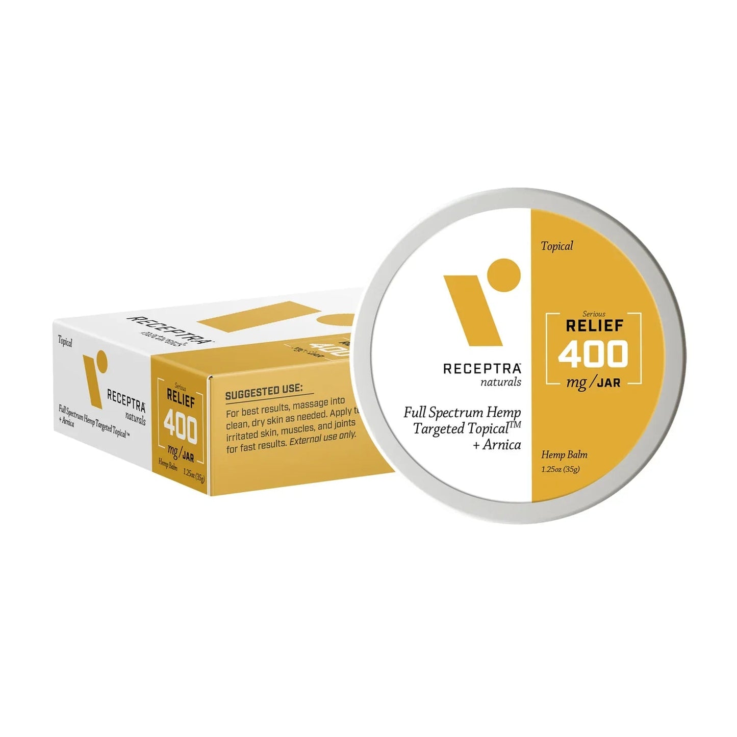 "Receptra Full Spectrum Hemp Targeted Tropical Arnica Hemp Balm product information"
