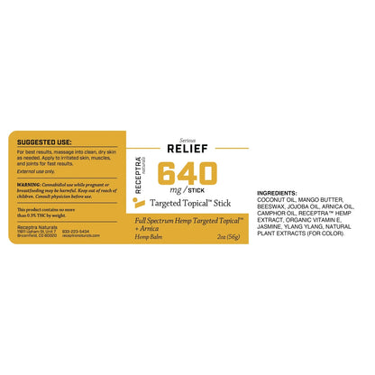 Receptra Serious Relief 640 Topical Stick label